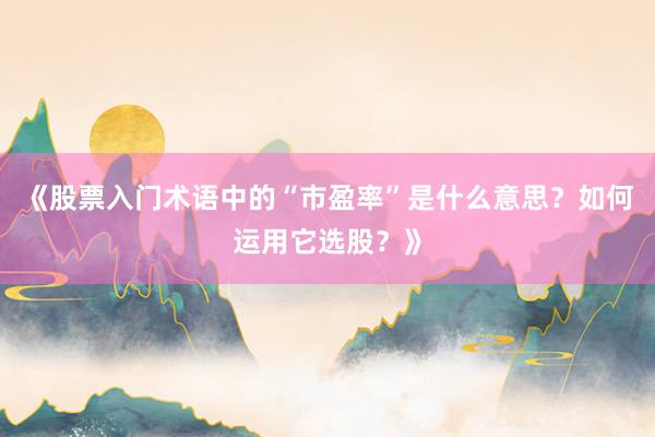 《股票入门术语中的“市盈率”是什么意思？如何运用它选股？》
