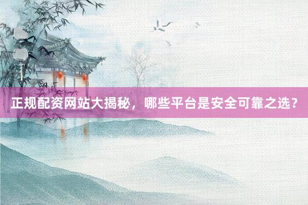 正规配资网站大揭秘，哪些平台是安全可靠之选？