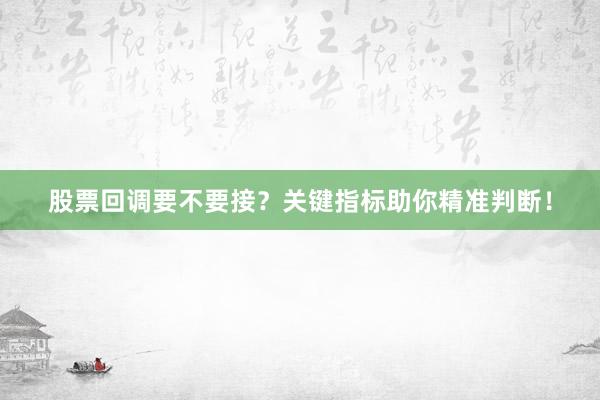 股票回调要不要接？关键指标助你精准判断！