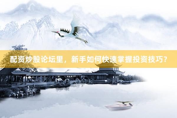配资炒股论坛里，新手如何快速掌握投资技巧？