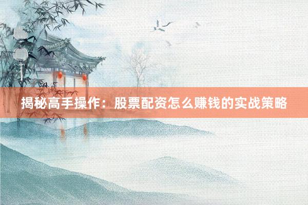 揭秘高手操作：股票配资怎么赚钱的实战策略