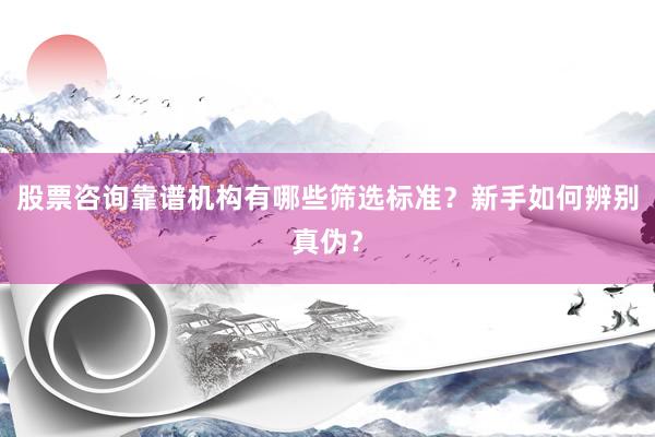 股票咨询靠谱机构有哪些筛选标准？新手如何辨别真伪？
